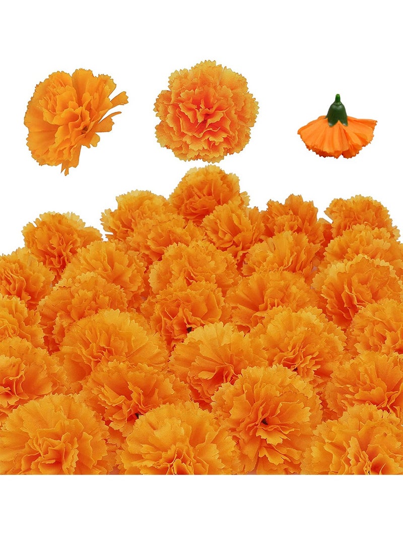 SYOSI Artificial Marigold Flowers, 50Pcs Silk Marigold Artificial Flowers for Diwali Home Decor DIY Wreath Garland Craft Baby Shower Wedding Party Decoration New Year Decor(Orange)  - Image 2