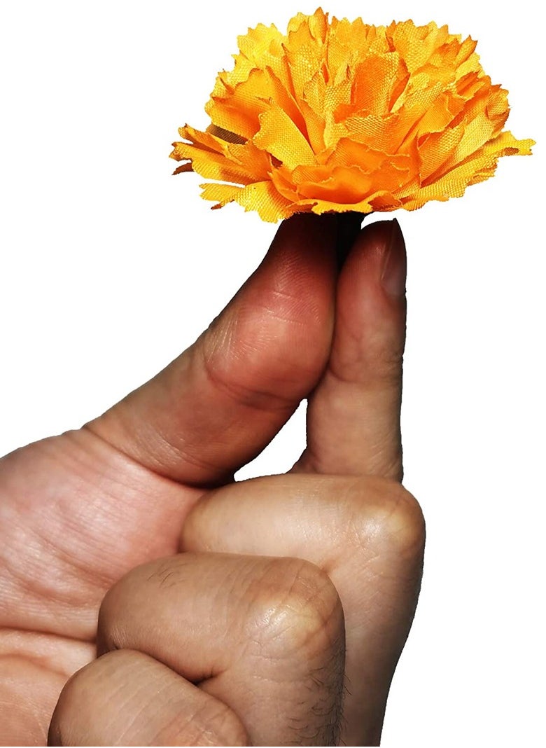 SYOSI Artificial Marigold Flowers, 50Pcs Silk Marigold Artificial Flowers for Diwali Home Decor DIY Wreath Garland Craft Baby Shower Wedding Party Decoration New Year Decor(Orange)  - Image 3