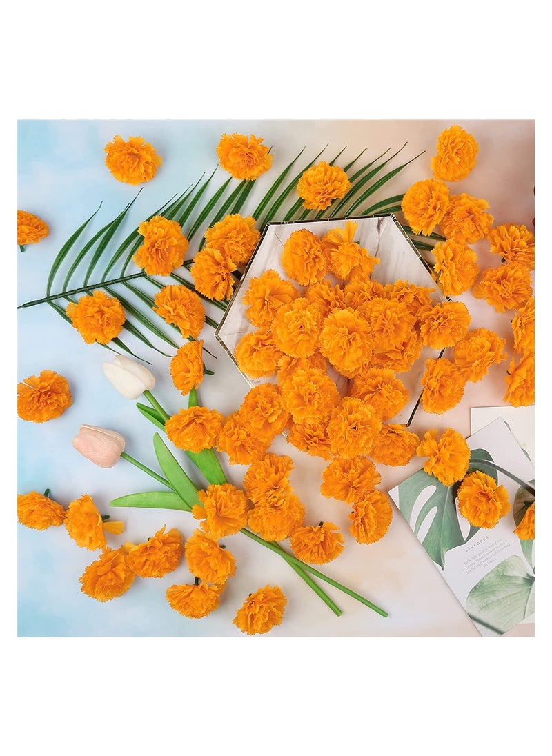 SYOSI Artificial Marigold Flowers, 50Pcs Silk Marigold Artificial Flowers for Diwali Home Decor DIY Wreath Garland Craft Baby Shower Wedding Party Decoration New Year Decor(Orange)  - Image 5