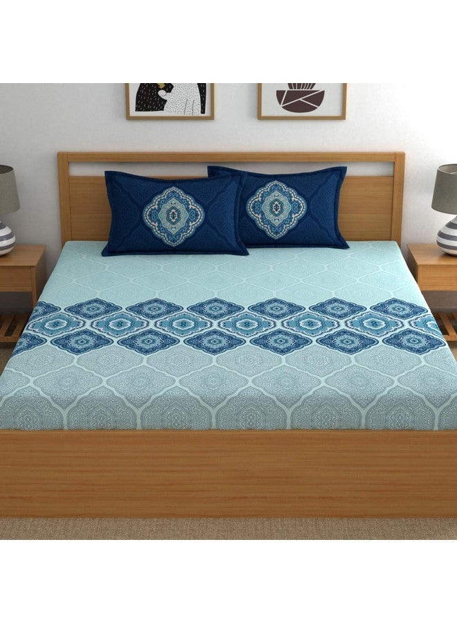 Dreamscape 100% Cotton King Bedsheet with 2 Pillow Covers - (Size 72 x 78 inches, 140 TC, Colour - Blue: Ocean Delight) - Image 2