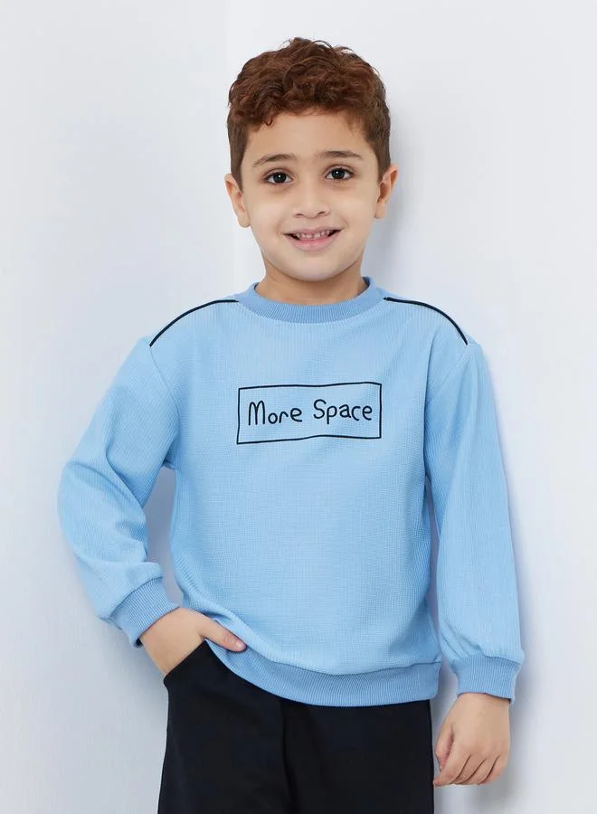 Styli Slogan Print Round Neck Sweatshirt