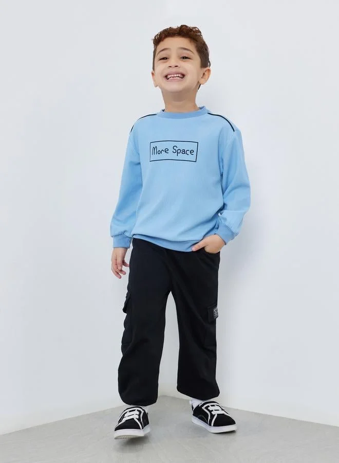 Styli Slogan Print Round Neck Sweatshirt