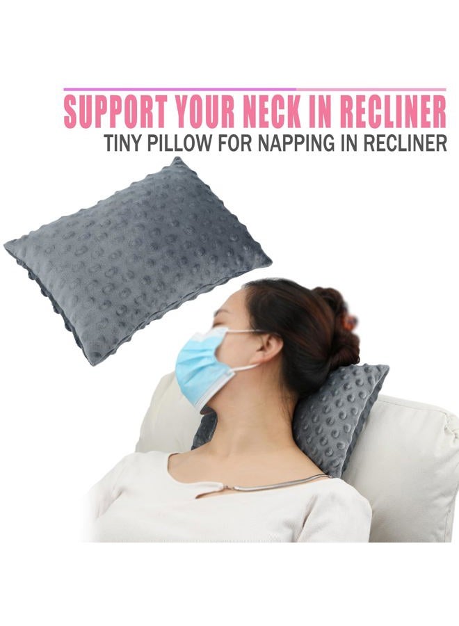 BNRendles Small Neck Cervical Pillow for Recliner Nap Tiny Little Head Lumbar Support Pillows Back Pain Relief Plump Adjustable Filling, Minky Dot Dark Gray - Image 3