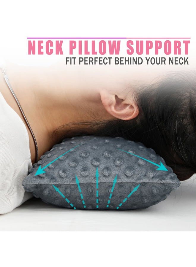 BNRendles Small Neck Cervical Pillow for Recliner Nap Tiny Little Head Lumbar Support Pillows Back Pain Relief Plump Adjustable Filling, Minky Dot Dark Gray - Image 2