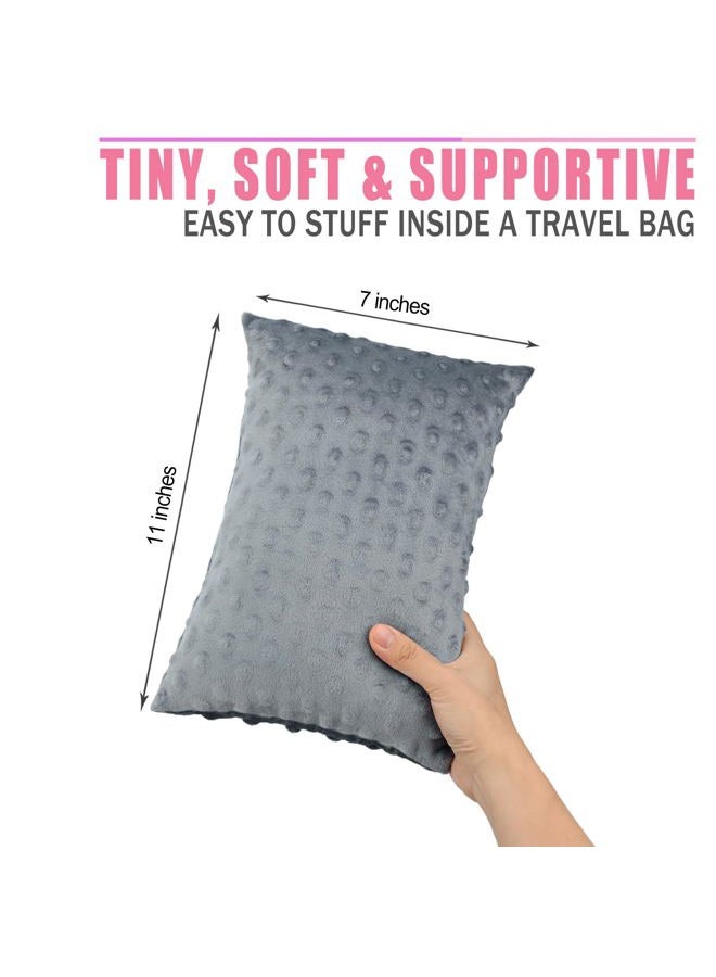 BNRendles Small Neck Cervical Pillow for Recliner Nap Tiny Little Head Lumbar Support Pillows Back Pain Relief Plump Adjustable Filling, Minky Dot Dark Gray - Image 4