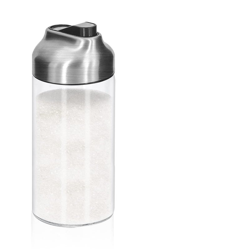 Aelga 12 OZ Glass Sugar Dispenser with Pour Spout 2 Pack Sugar Container with Weighted Pourer for CoffeeTea and Baking