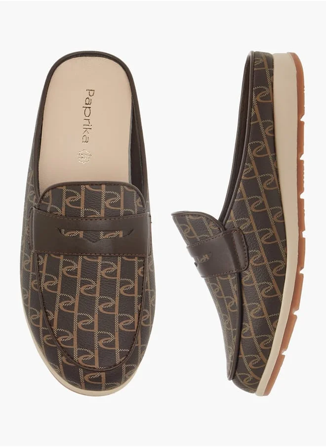 بابريكا Women Monogram Print Slip-On Mules