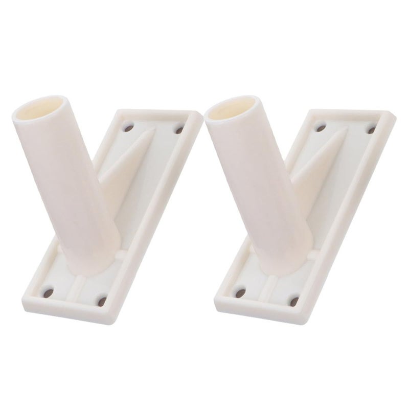 2pc Outdoor Flag Pole Holder Adhesive Base Heavy Duty White Wall Mount Bracket - Image 2