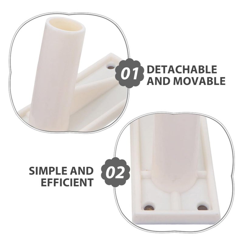2pc Outdoor Flag Pole Holder Adhesive Base Heavy Duty White Wall Mount Bracket - Image 4