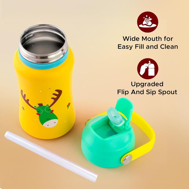 rabitat Steel Play 3.0 Stainless Steel Water Bottle- 2 Year Brand Warranty 350 ml Coolest Kid Ever | BPA-Free | Leak-Proof | Flip-lock Sipper | Easy-Carry Handle | School Bottle for Kids - Image 2
