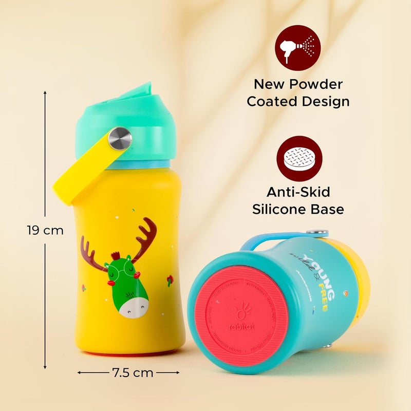 rabitat Steel Play 3.0 Stainless Steel Water Bottle- 2 Year Brand Warranty 350 ml Coolest Kid Ever | BPA-Free | Leak-Proof | Flip-lock Sipper | Easy-Carry Handle | School Bottle for Kids - Image 4