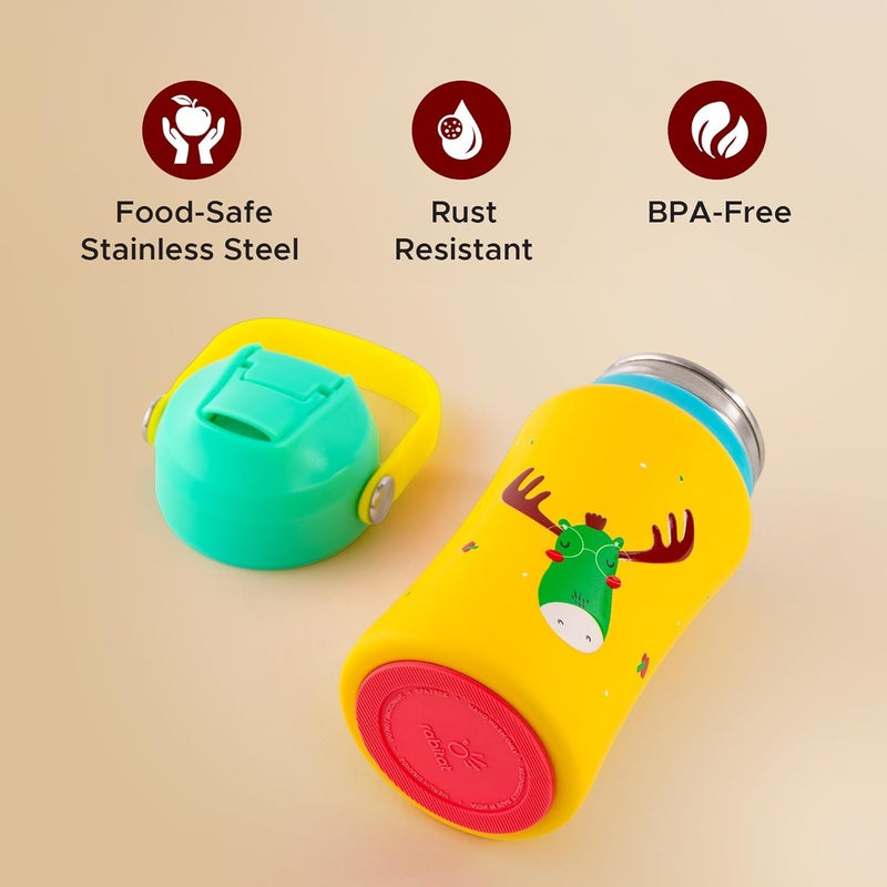 rabitat Steel Play 3.0 Stainless Steel Water Bottle- 2 Year Brand Warranty 350 ml Coolest Kid Ever | BPA-Free | Leak-Proof | Flip-lock Sipper | Easy-Carry Handle | School Bottle for Kids - Image 3