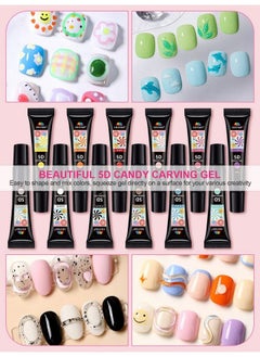 EBANKU 12 Colors 5D Carving Nail Gel Polish Soft Candy Nail Sculpture Painting Gel Soak Off Cute Jelly Macaron Modeling Glue For Diy Nail Art Designs  - Image 4