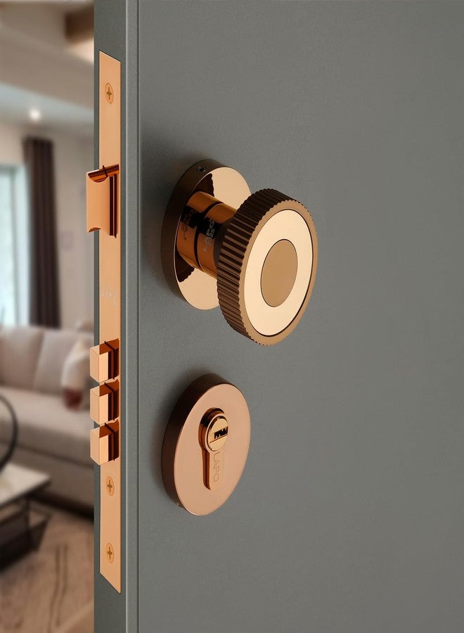 LAPO Mortise Door Lock Set for Home | 50x85mm Lock Body | Reversible Fitment | Fits 30-50mm Door Thickness | Rose Gold Finish |70mm Cylinder | 3 Brass Key | 3 Year Warranty - Image 1