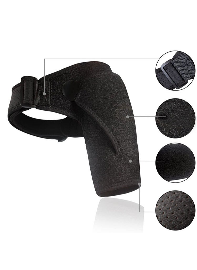 Generic - Shoulder Brace, Support and Compression Sleeve for Torn Rotator Cuff, Dislocated Shoulder, Pain Relief, Adjustable Fits Brace Immobilizer Strap - Image 1