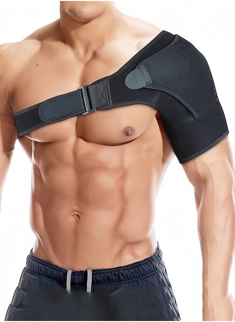 Shoulder Brace, Support and Compression Sleeve for Torn Rotator Cuff, Dislocated Shoulder, Pain Relief, Adjustable Fits Brace Immobilizer Strap