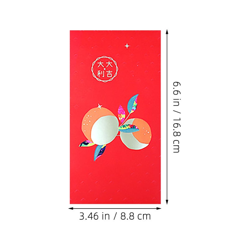 6pcs Traditional Chinese Red Envelopes Chinese Red Pockets Chinese Money Envelopes Hong Bao Lucky Money Envelopes For New Year Spring Festival Birthday Wedding Party Red - Image 4