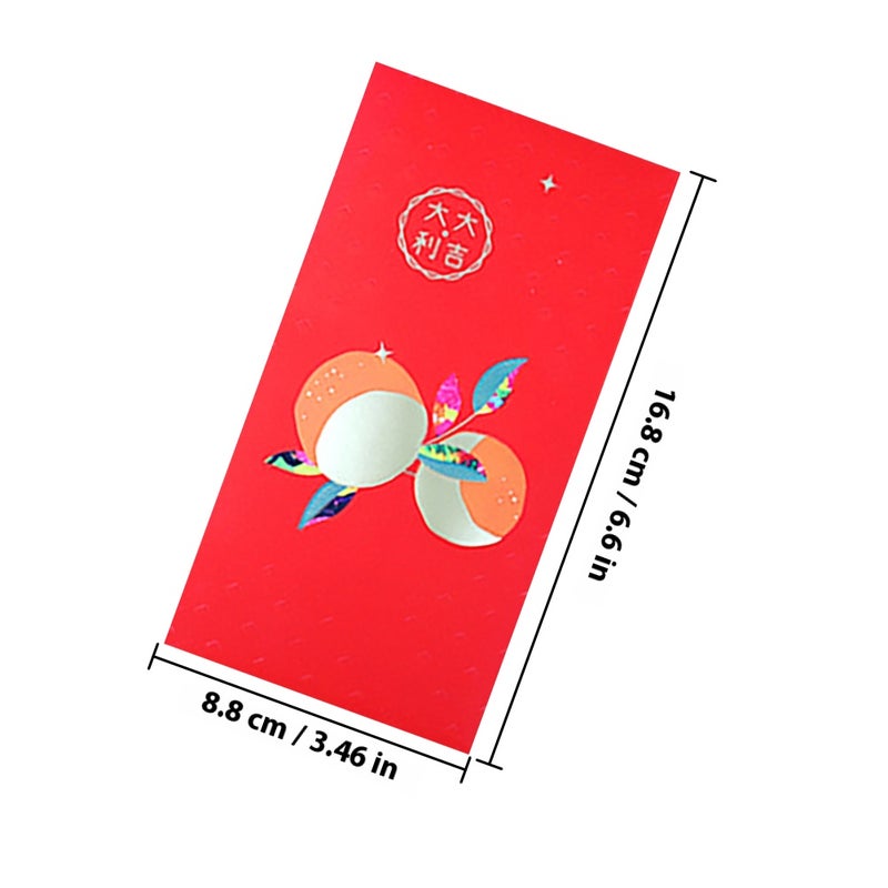 6pcs Traditional Chinese Red Envelopes Chinese Red Pockets Chinese Money Envelopes Hong Bao Lucky Money Envelopes For New Year Spring Festival Birthday Wedding Party Red - Image 2