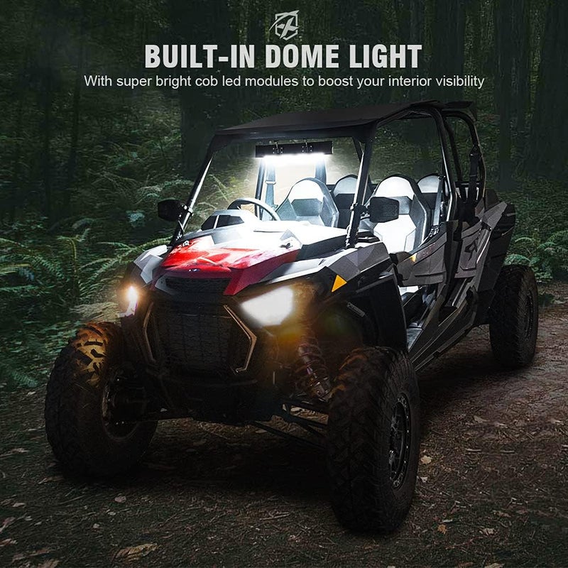 Xprite 17.5 Inch UTV Rear View Center Mirror with Built-in LED Lights for 1.75" - 2" Rollbars - Image 2