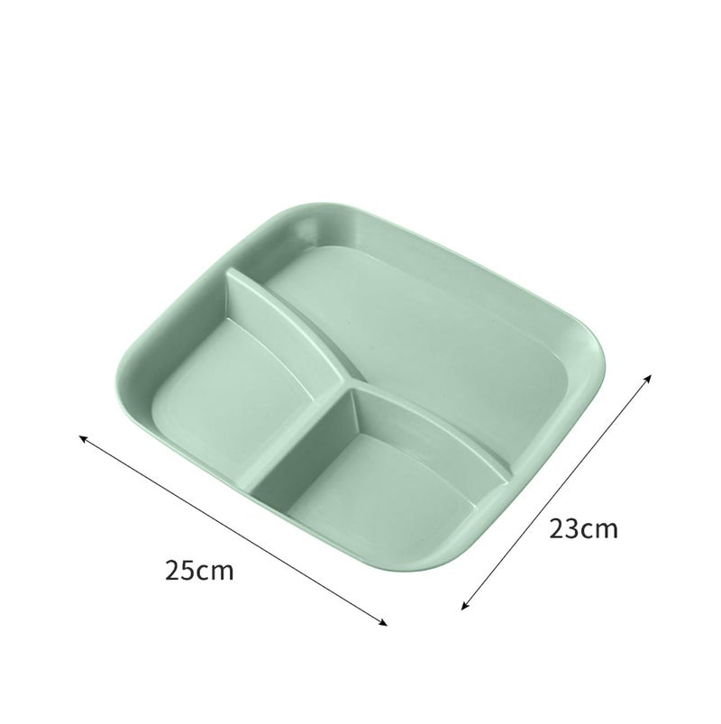 Oicia Wheat Straw Dinner Plates Sectional Food Tray for Salad, Noodles, BPA-Free Reusable Serving Platter for Camping Dinnerware Lunch Trays Lightweight Reusable Plates (25cm, Green, Pack of 2) - Image 2