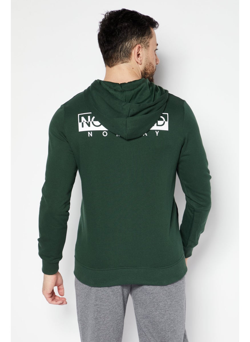 Nordland Men Brand Logo Long Sleeves Hoodies, Green  - Image 2