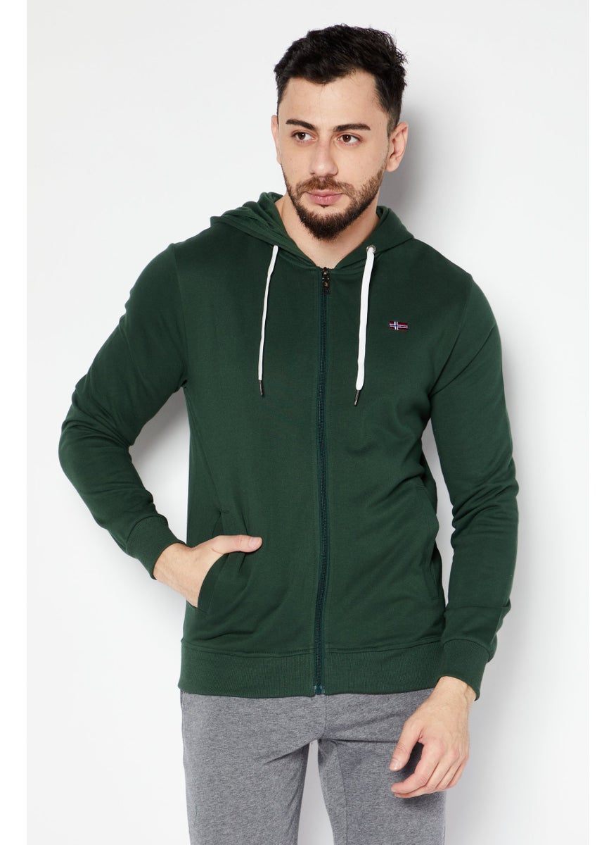 Nordland Men Brand Logo Long Sleeves Hoodies, Green  - Image 1