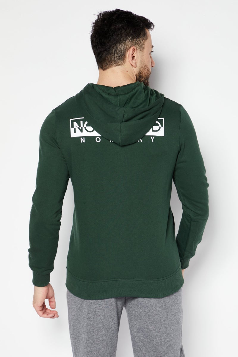 Nordland هودي بأكمام طويلة للرجال بشعار العلامة التجارية، أخضر - Image 4