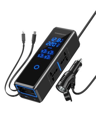 Car Power Inverter 300W  / 220V Dual AC Sockets / 67cm Retractable Cable / Phone Car Charger with Intelligent Silent Cooling Fan/ Universal Compatibility