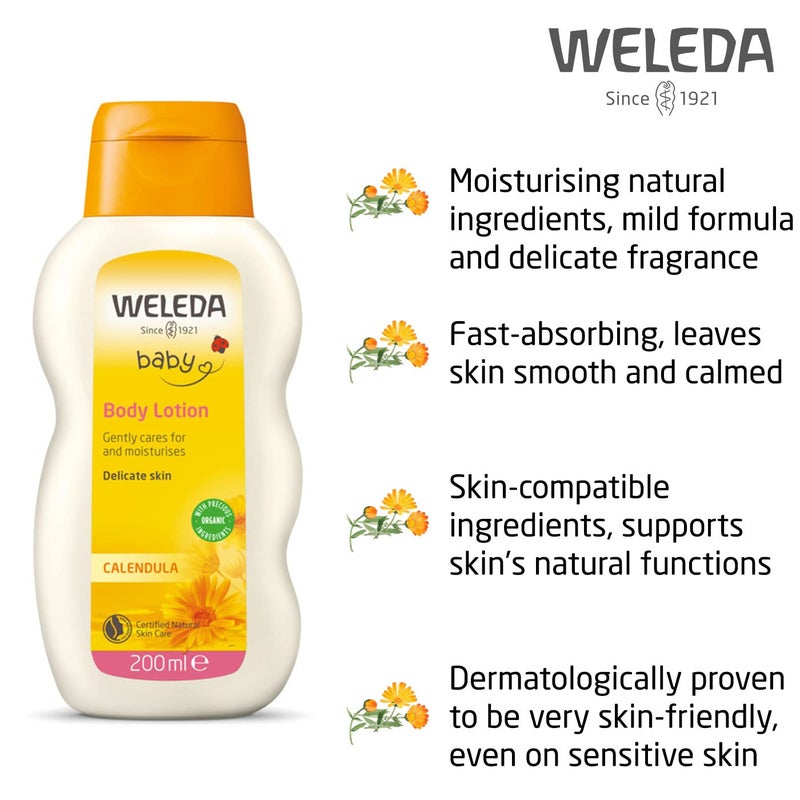 ويليدا Baby Calendula Comforting Body Lotion, Plant Rich Moisturizer with Calendula, Chamomile, Sweet Almond and Sesame Oils, 6.8 Fl Oz - Image 4