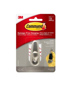 3M Small Metallic Hook, Brushed Nickel, Forever Classic  - Image 2