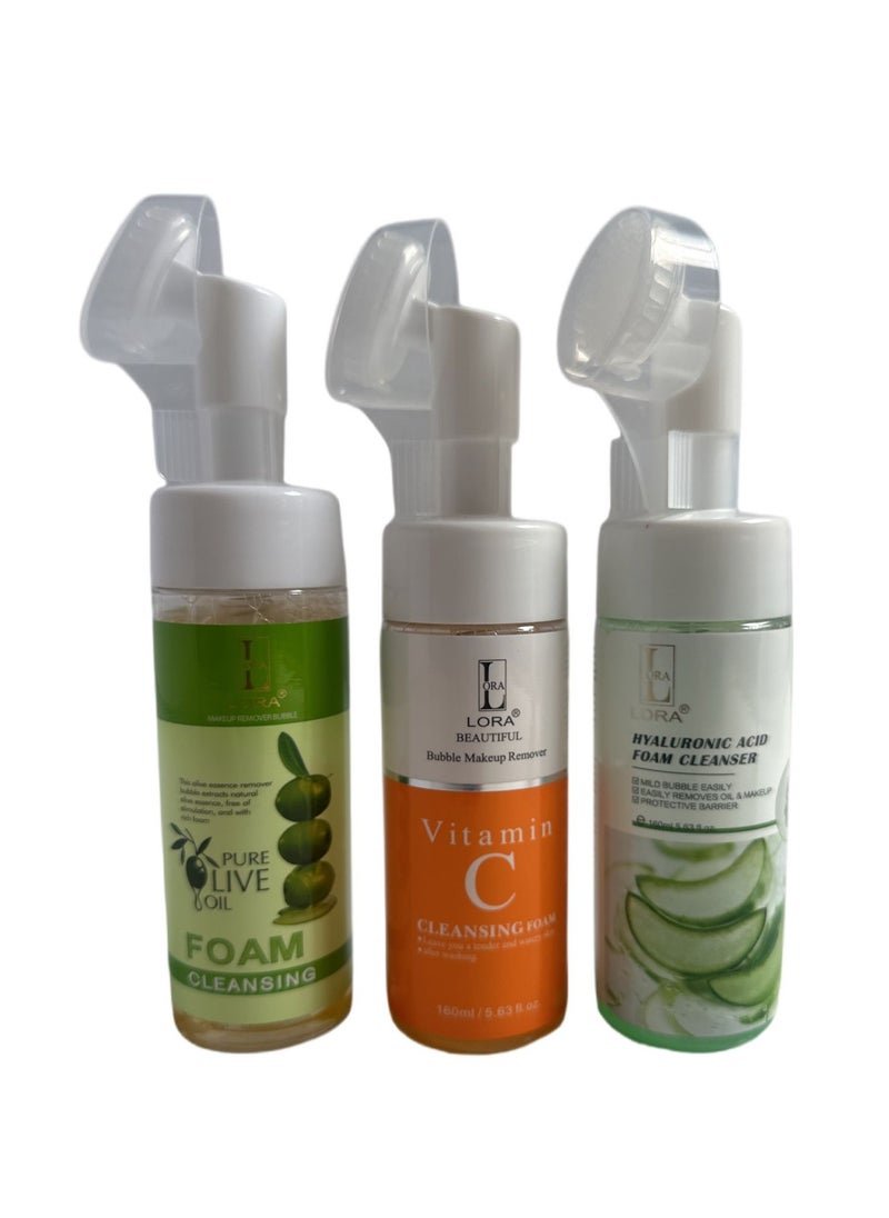 LORA Makeup Remover Kit For Reasons And Makeup Easy To Protect Skin With Orange Extract Vitamin C and Olive Oil 640ml  - Image 2