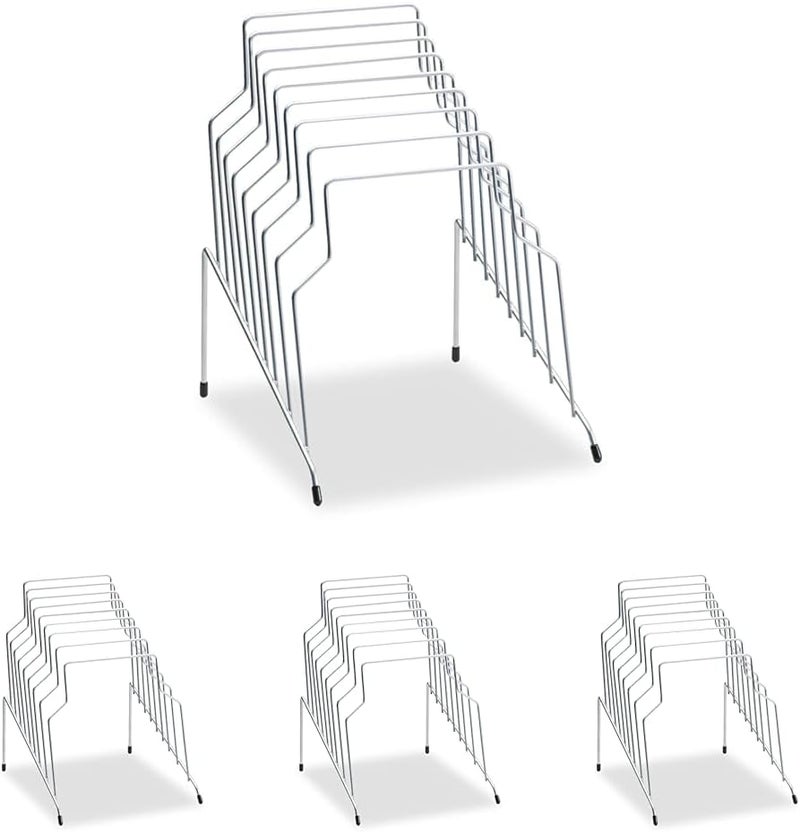 Fellowes Step File, 8 Sections, 10.12 x12.12 x 11.87 Inches, Wire, Silver (72604) (Pack of 4) - Image 1