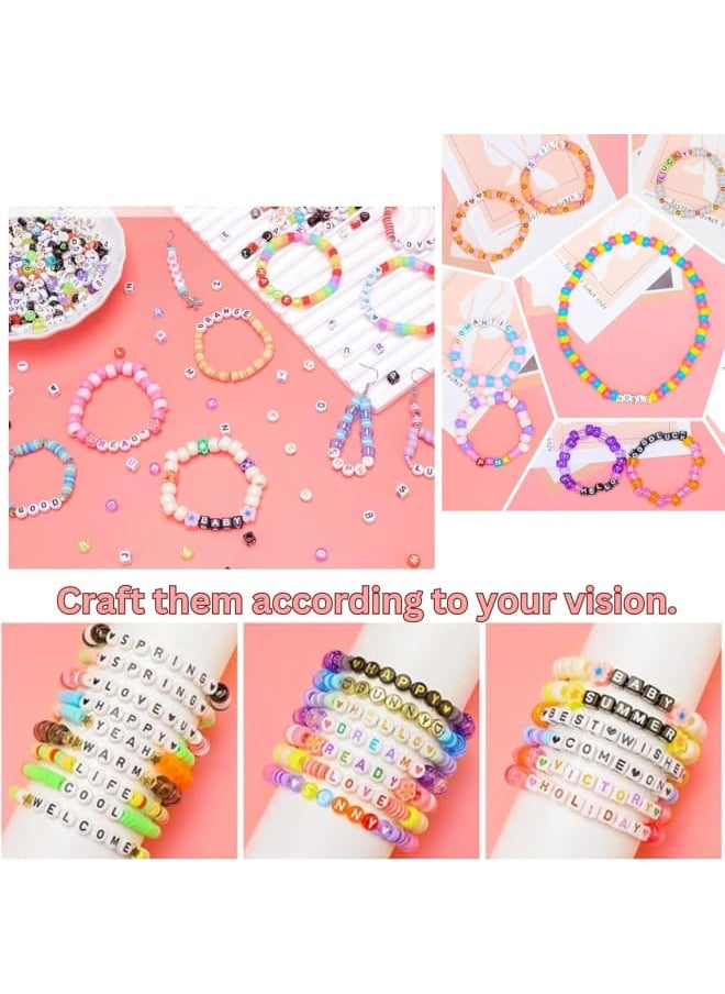 Generic - 1000+ Cube And Circle Shape Plastic Alphabet Beads Creative Diy Learning And Crafting Jewelery Making (, Multicolor) - Image 1