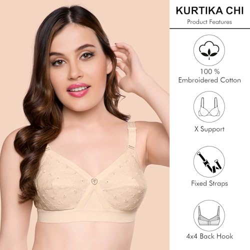 TRYLO Women's Cotton T-Shirt Bra Women's Non-Wired Bra (KRUTIKA Chiken_White_36E) - Image 3
