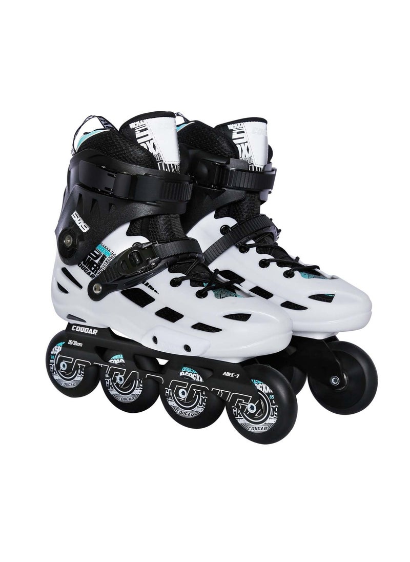 Cougar COUGAR Roller Skate Shoe Model 509 For Adult Adjustable Roller Skates with 4 Illuminating Pu Wheels, Outdoors and Indoors Roller Blades for Boys Girls Beginners Color : White Size : 45  - Image 1