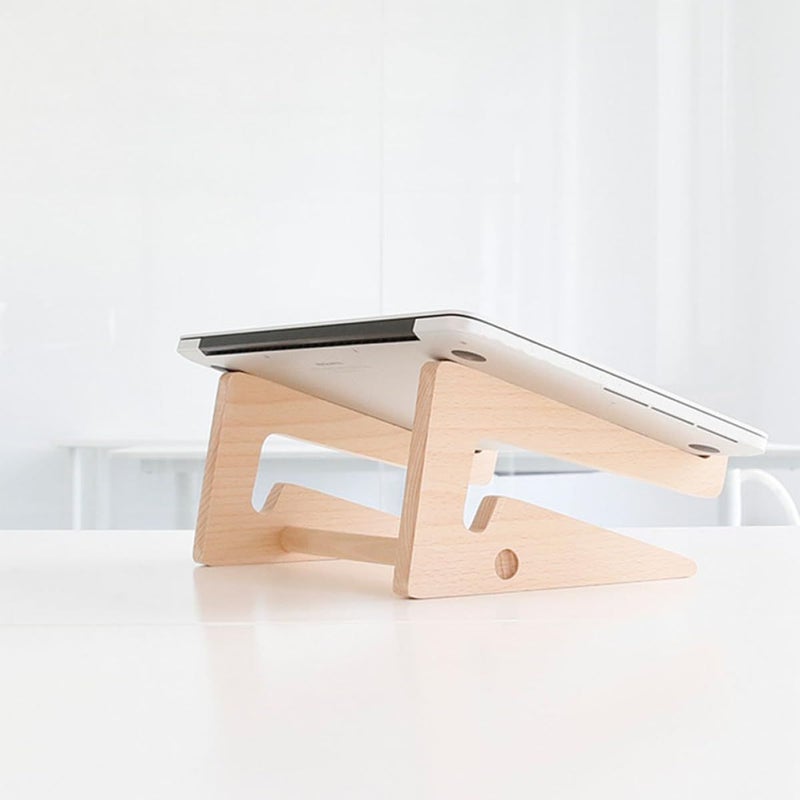 Wood Laptop Stand Portable Desktop Rack With Storage Shelf For Home Office Wooden - Image 5