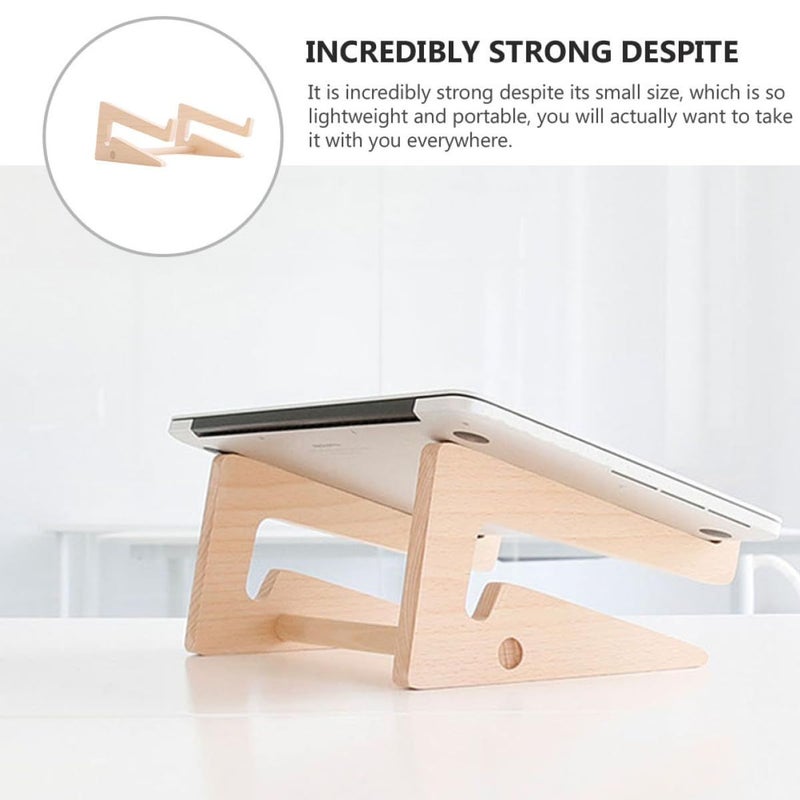 Wood Laptop Stand Portable Desktop Rack With Storage Shelf For Home Office Wooden - Image 4