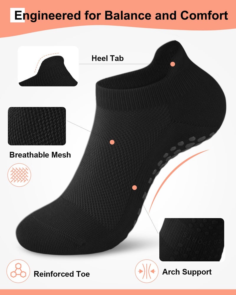 Aoliks Womens Grip Pilates Socks,Non Slip Yoga Socks with Grips Barre Hospital Athletic Socks - Image 2