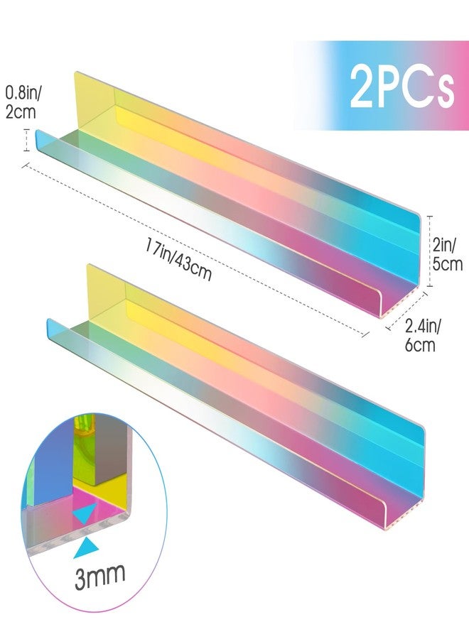 NiHome Magnetic Iridescent Acrylic Book Shelves 2-Pack, 17'' for Whiteboard, Classroom and Fridge Storage, Sleek Design for Large Picture Books and File Holders, Holds up to 8.5 lbs - Image 3