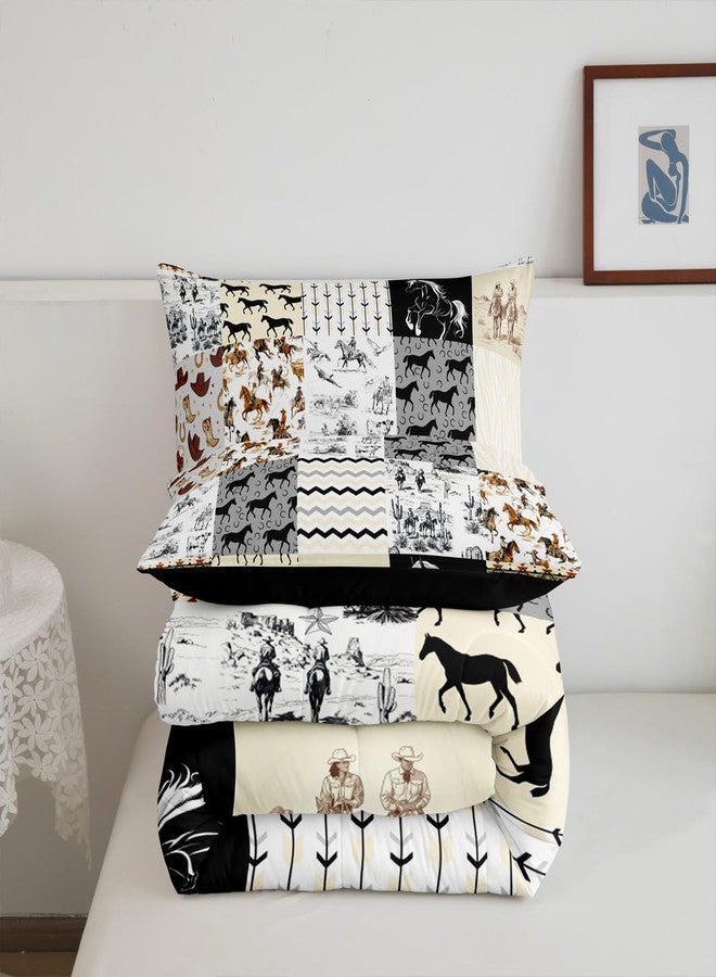 Feelyou Women Men Western Bull Skull Comforter King Size, Southwestern Aztec Comforter Set Boho Horse Cowboy Bedding Set Kids Ethnic Bohemian Rustic Country Teens Duvet Set Bedroom Decor 3Pcs - Image 3