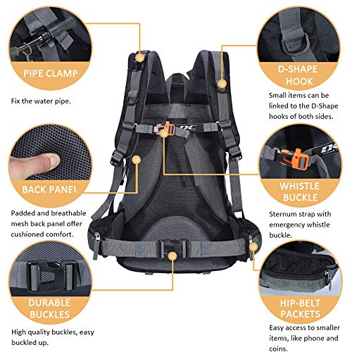 Diamond Candy Waterproof Hiking Backpack for Men and Women, Lightweight Day Pack for Travel Camping, Black, 40L - Image 4
