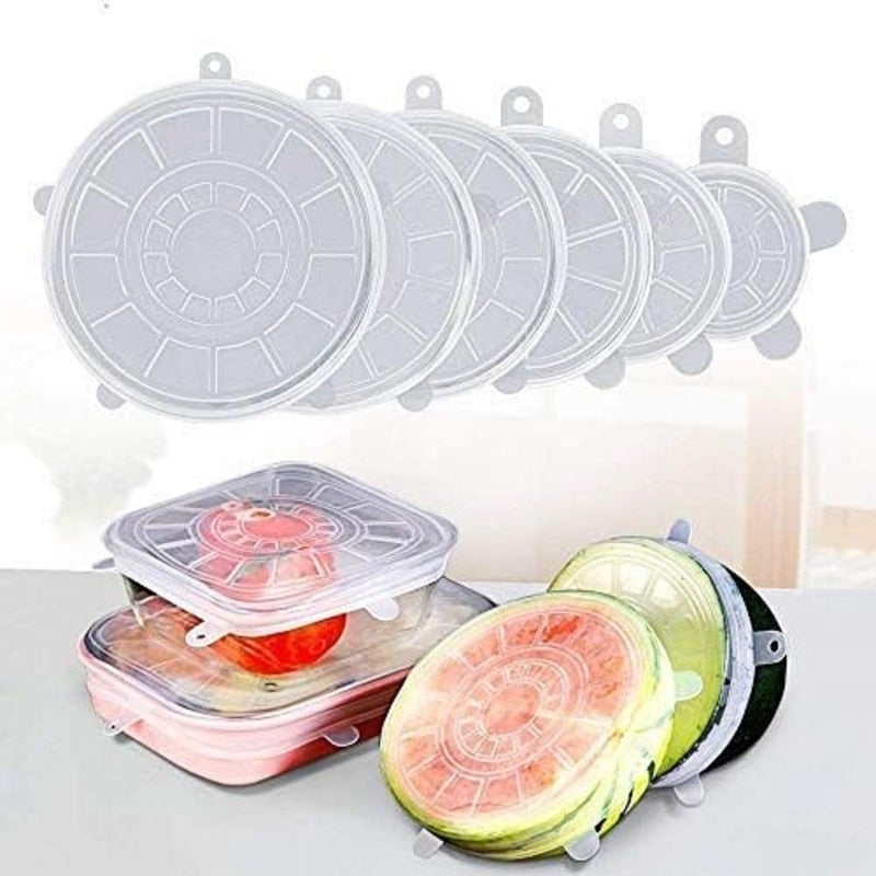 Kgeorix Kgeorix Microwave Safe Silicone Stretch Lids - Set of 6 Reusable, Flexible Food Covers for Bowls, Plates, Jars, Glassware & Mugs | Airtight, Freezer & Dishwasher Safe | Free Size (White)  - Image 3
