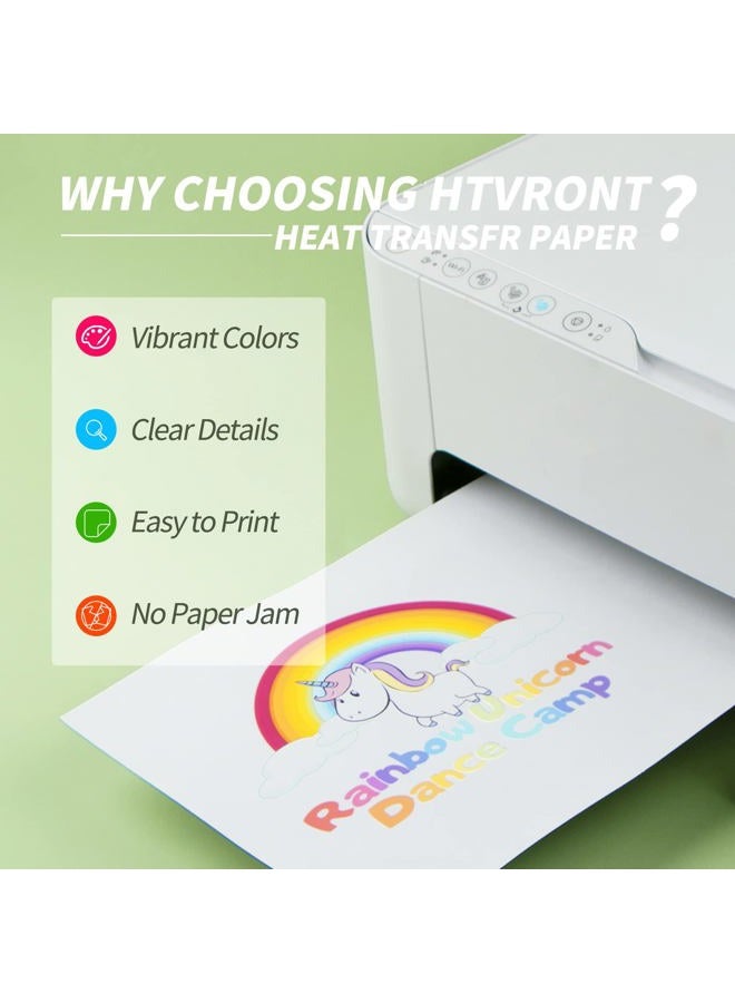HTVRONT Iron on Transfer Paper for T Shirts - 10 Pack Printable Heat Transfer Vinyl 8.5" X 11" - Wash Durable Heat Transfer Paper for Inkjet Printer - Image 2