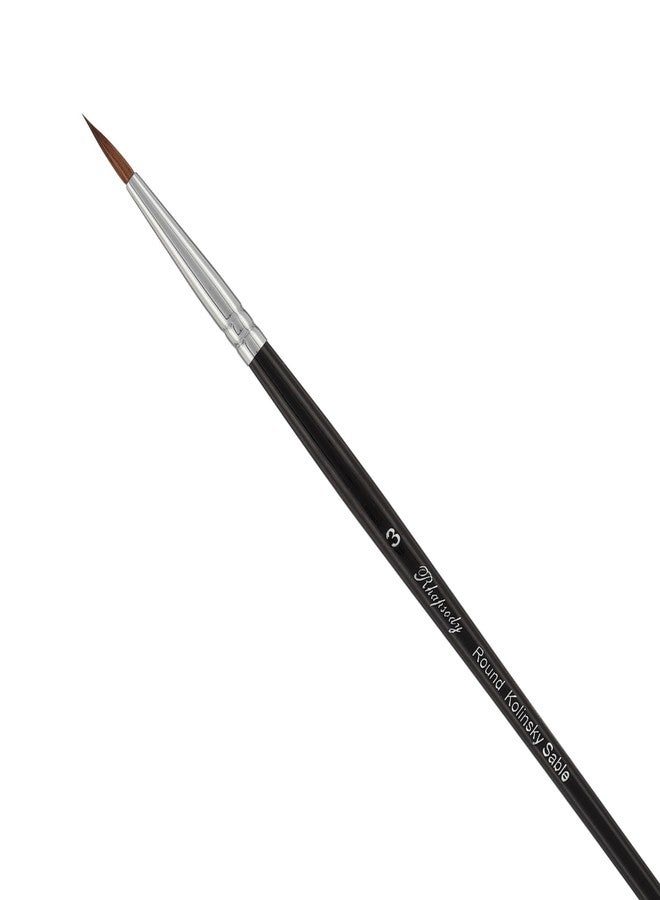 Creative Mark Rhapsody Kolinsky Sable Brushes for Professional Watercolorists - Round # 3 Excellent Spring, Full Belly, Split-Proof Points, Chrome Ferrules, Short Handle, English Sizing - Image 1