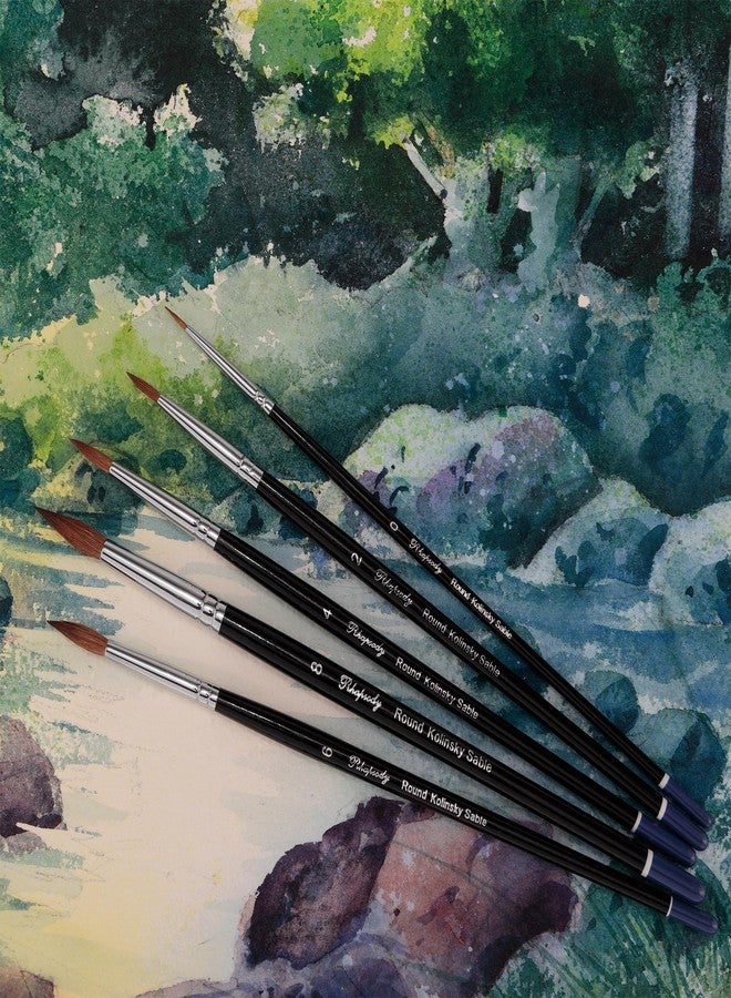 Creative Mark Rhapsody Kolinsky Sable Brushes for Professional Watercolorists - Round # 3 Excellent Spring, Full Belly, Split-Proof Points, Chrome Ferrules, Short Handle, English Sizing - Image 5