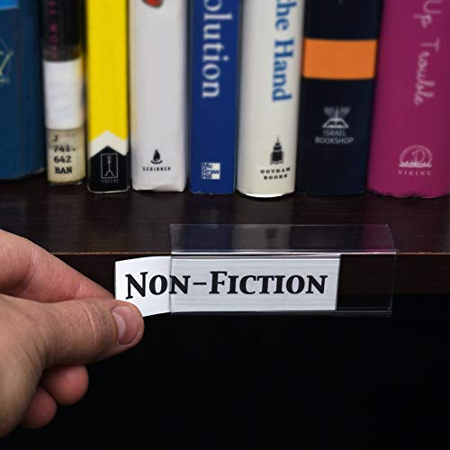 GlossyEnd Pack of 25 Clear Plastic Shelf Label Holder, Wood Shelf Sign and Ticket Holder, Clips On to Shelves 1/2" to 5/8" Thick - 3" x 7/8" Natural Minimalist Style - Image 5