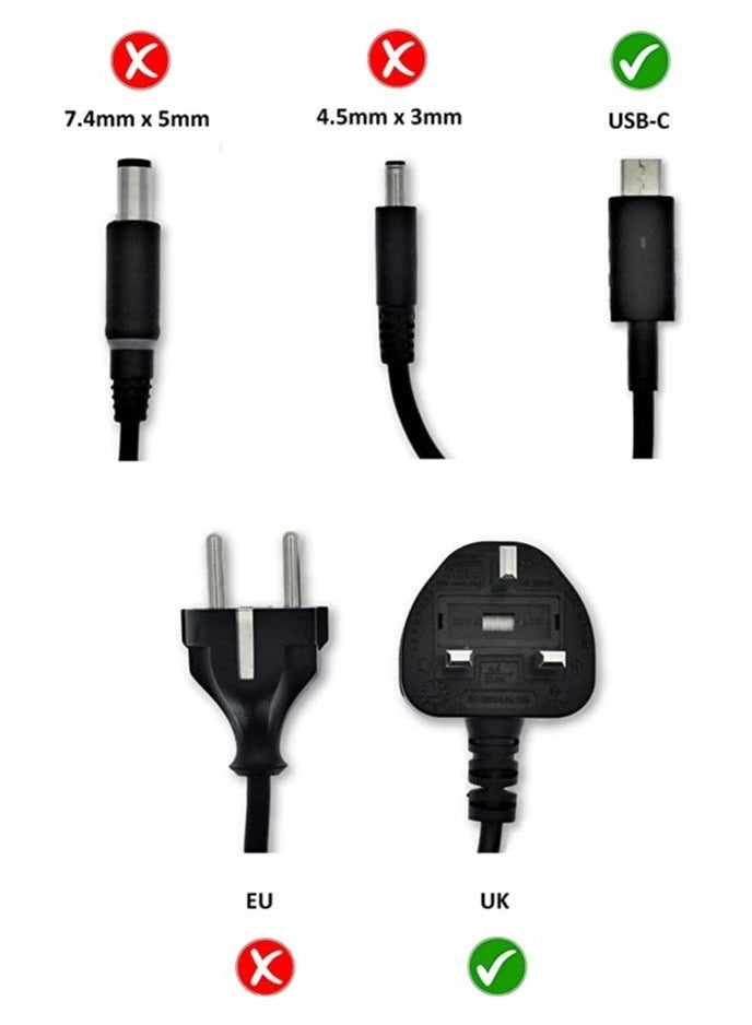 رينيو 65W Type-C USB-C Power Dell Replacement Adapter or Replacement Charger for Dell laptop - Image 3
