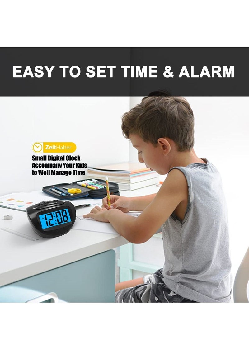 Excefore LCD Digital Alarm Clock Battery Operated Only Small, Blue Backlight, Ascending Alarm Volume - Image 4