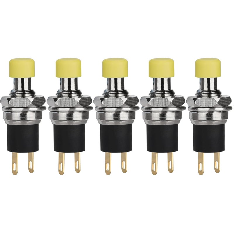 DIYhz 5Pcs Self Locking SPST Latching Type Dash ON/Off Yellow Push Button Switch AC 250V/3A - Image 1