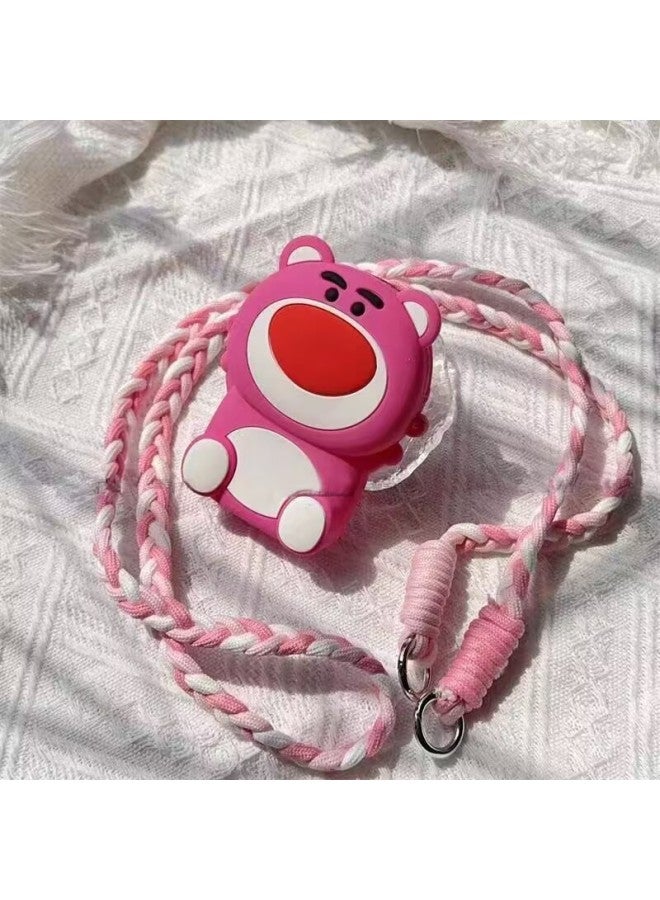 Trendy Ins Cartoon Coin Purse Back Clip Crossover Mobile Phone Chain Universal Mobile Phone Case Long Rope Diy Pendant-Specification:Coin Purse Rose Red Strawberry Bear Back Clip + Same Style Crossbody - Image 1